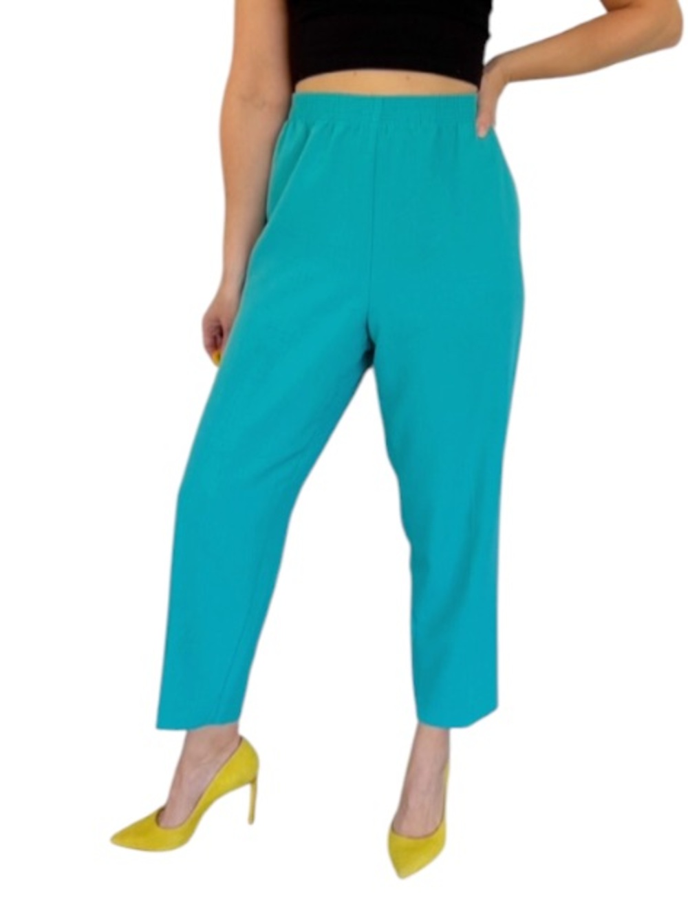 Allison Daley teal blue straight leg elastic waist casual trousers size 12P